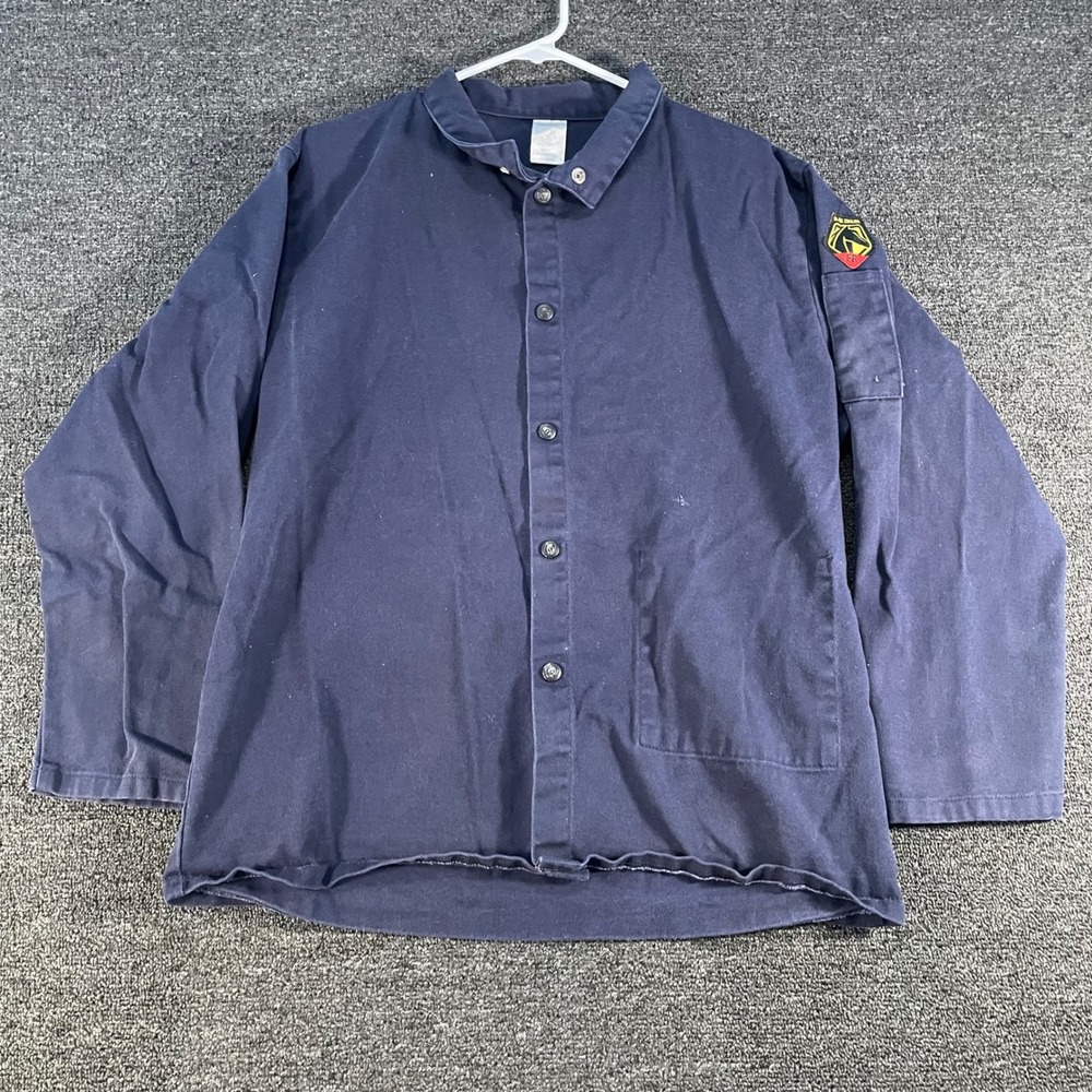 Black Stallion FR Work Shirt Mens Medium Navy Blue Good Flame Resistant FN9-30C